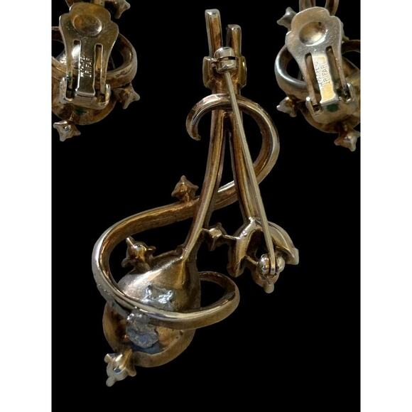 Vintage 1951 Trifari Alfred Philippe Gems Of India Brooch Earring Set Excellent - Picture 7 of 10